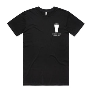 A black AS colour t-shirt with A Schooner Matata It Means No Worries pocket print